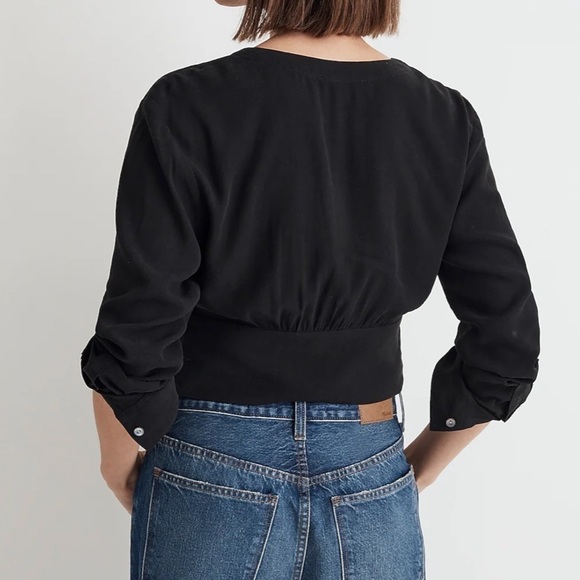 Madewell V Neck Button Front Shirt NO457 Black M - Picture 5 of 8